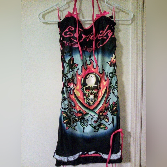 Ed Hardy Dresses & Skirts - Ed Hardy Multicolor Skull Flame Dress